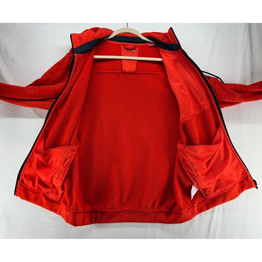 Adidas Full Zip Hoodie Mens 2XL Red Orange Heathered Athletic Jacket Logo Sleeve
